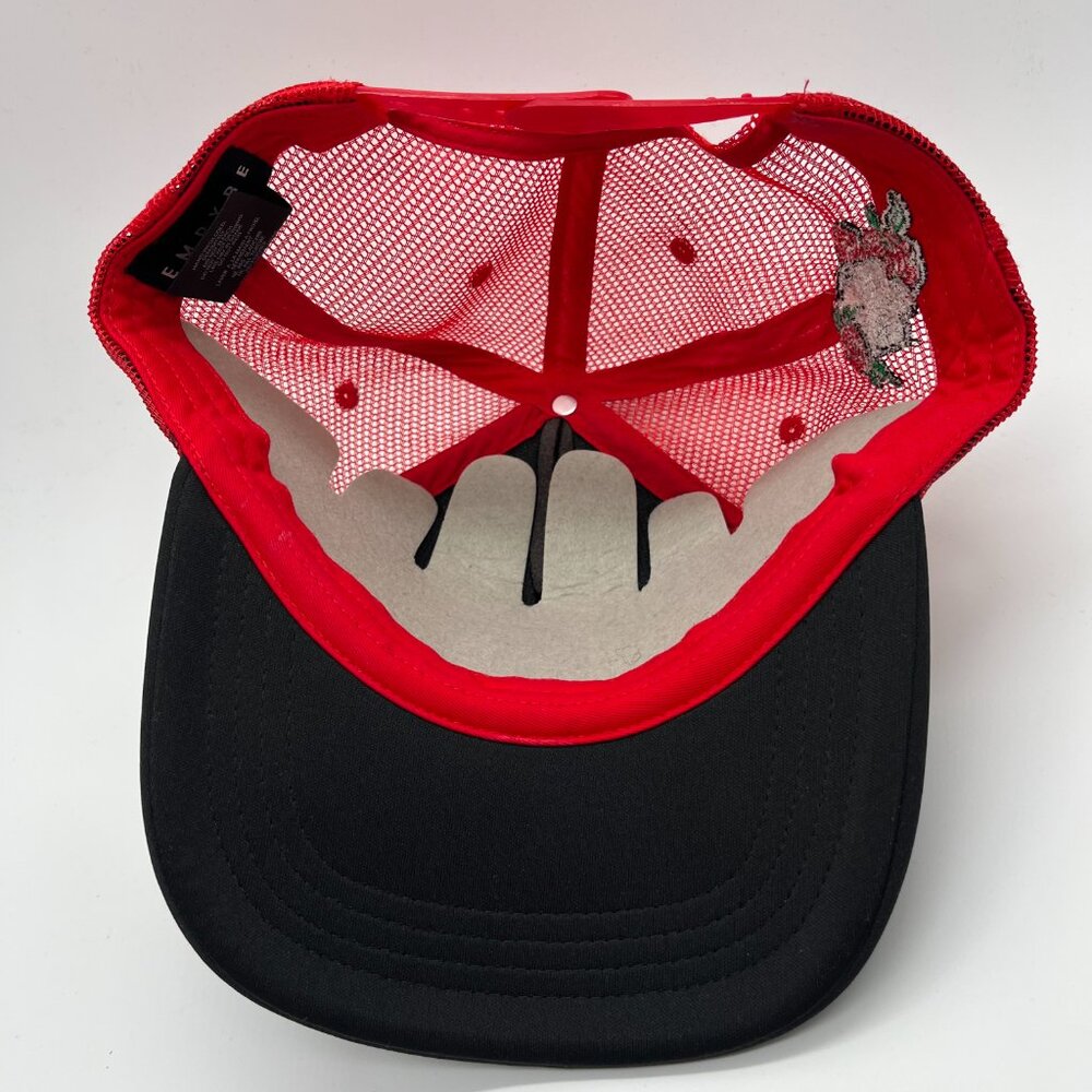 Empyre Foam Trucker Snapback Hat Cap OSFA Red/Black Skeleton Flower NEW - Picture 5 of 6
